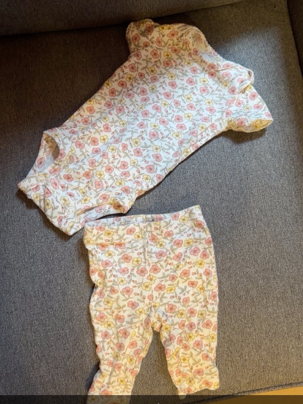 Floral Pink & Yellow Baby Two-Piece Set - Unbranded